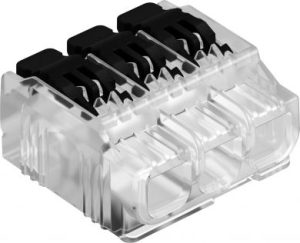 3 padėčių universalus kontaktinis gnybtas 61 HSK43, 19,6x19,9x10,5 skaidru